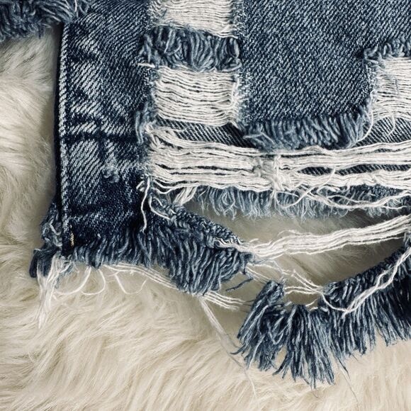 Flying Monkey Crop Jeans Womens 29 High Rise Distressed Blue Measures 30 x 24 - Picture 6 of 9